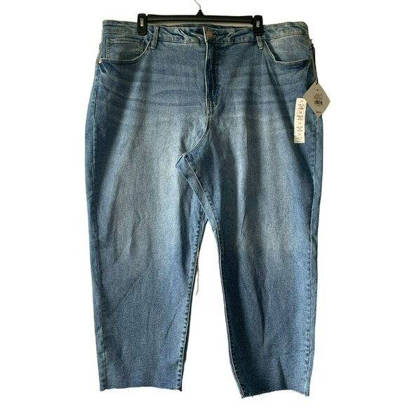 Ava & Viv High-Rise Slim Straight Jeans Size 26 Blue Denim No Gap Waistband - Picture 1 of 16